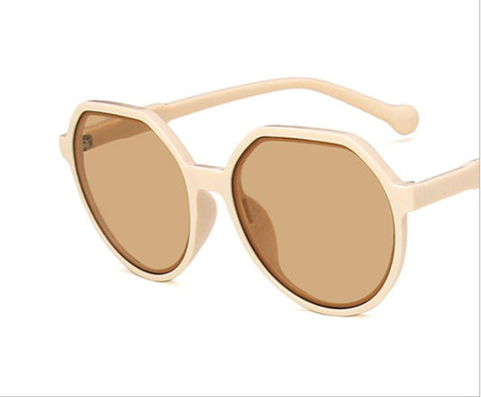 Brown Retro Small Frame White Sunglasses